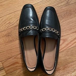 Black chain loafer flats - size 7